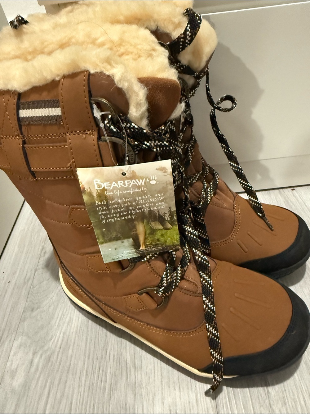 BearPaw Tan & Cream Faux-Fur Lined Winter Boots